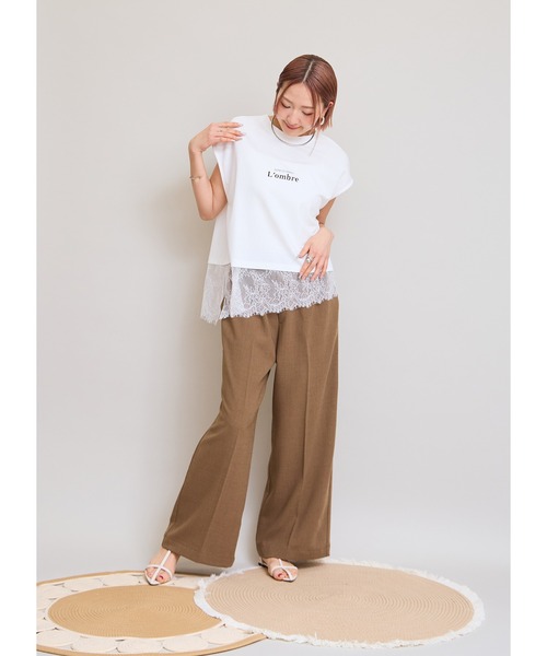 LHELBIE(レルビエ)の「レースヘムロゴTシャツ(Tシャツ/カットソー・レディース・オフホワイト/ブラック/ブラウン・M)」の21枚目の写真