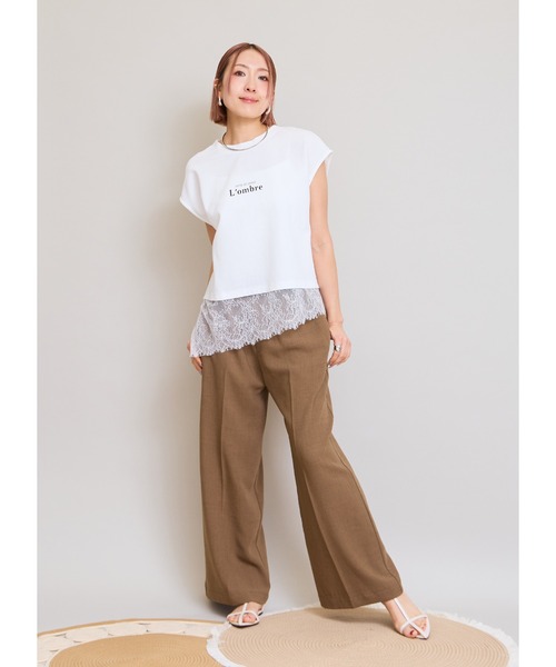 LHELBIE(レルビエ)の「レースヘムロゴTシャツ(Tシャツ/カットソー・レディース・オフホワイト/ブラック/ブラウン・M)」の18枚目の写真