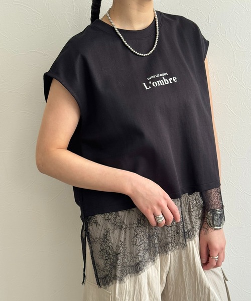 LHELBIE(レルビエ)の「レースヘムロゴTシャツ(Tシャツ/カットソー・レディース・オフホワイト/ブラック/ブラウン・M)」の14枚目の写真