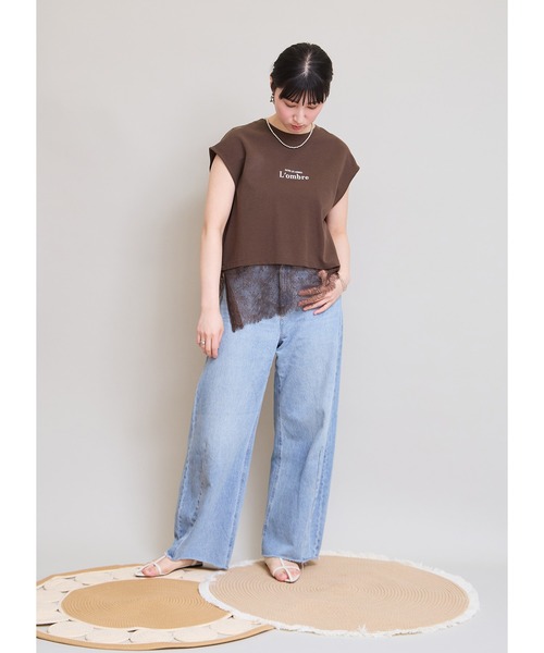 LHELBIE(レルビエ)の「レースヘムロゴTシャツ(Tシャツ/カットソー・レディース・オフホワイト/ブラック/ブラウン・M)」の12枚目の写真