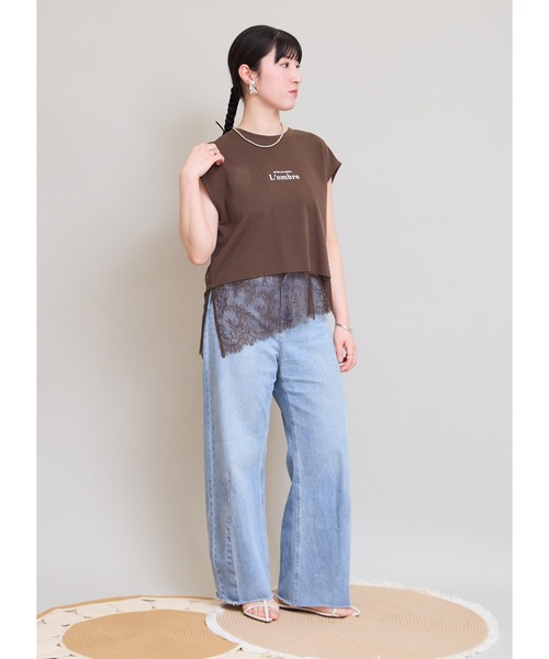 LHELBIE(レルビエ)の「レースヘムロゴTシャツ(Tシャツ/カットソー・レディース・オフホワイト/ブラック/ブラウン・M)」の22枚目の写真