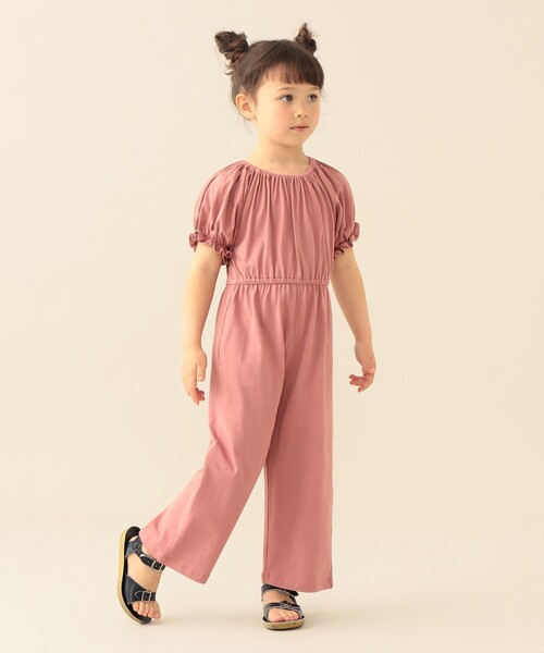 BEAMS mini(ビームスミニ)の「パフスリーブ オールインワン 2026SS(90~140cm)お出かけ 夏休み 外遊び プチプラ 通園 通学 公園(サロペット/オーバーオール・キッズ・グリーン系その他/ピンク・100/110/120/130/140/90)」の1枚目の写真