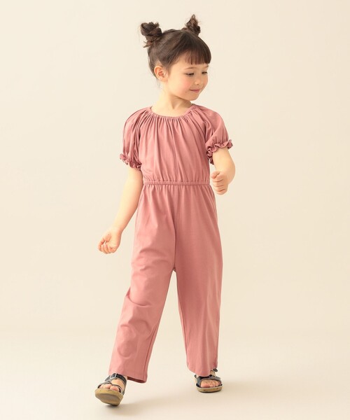 BEAMS mini(ビームスミニ)の「パフスリーブ オールインワン 2026SS(90~140cm)お出かけ 夏休み 外遊び プチプラ 通園 通学 公園(サロペット/オーバーオール・キッズ・グリーン系その他/ピンク・100/110/120/130/140/90)」の7枚目の写真