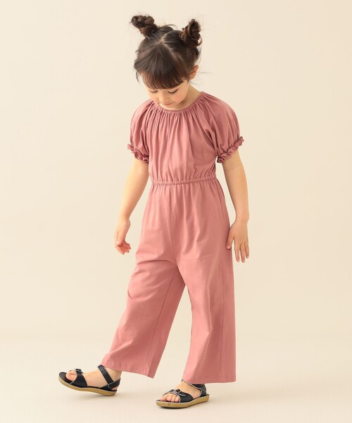 BEAMS mini(ビームスミニ)の「パフスリーブ オールインワン 2026SS(90~140cm)お出かけ 夏休み 外遊び プチプラ 通園 通学 公園(サロペット/オーバーオール・キッズ・グリーン系その他/ピンク・100/110/120/130/140/90)」の8枚目の写真