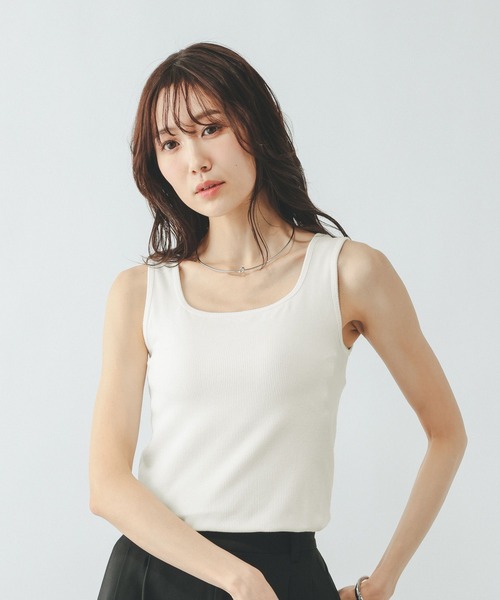 GLOBAL WORK(グローバルワーク)の「Fffit エフィット/カップ付きリブスクエアタンクトップ/625145(タンクトップ・レディース・ダークブラウン/オフホワイト/ブラック・LARGE/X-LARGE/SMALL/MEDIUM)」の6枚目の写真