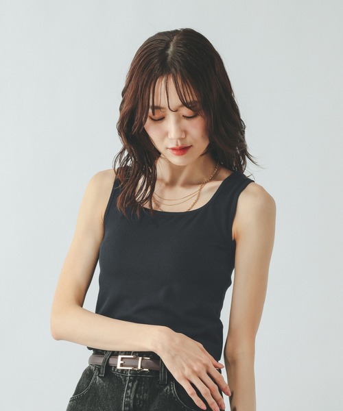 GLOBAL WORK(グローバルワーク)の「Fffit エフィット/カップ付きリブスクエアタンクトップ/625145(タンクトップ・レディース・ダークブラウン/オフホワイト/ブラック・LARGE/X-LARGE/SMALL/MEDIUM)」の11枚目の写真