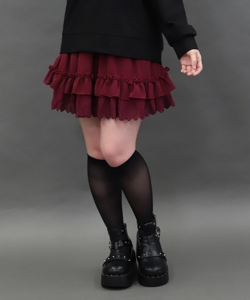 NIBBLE POISON（ニブルポイズン）の「裾レースフリルミニスカート（スカート・レディース・ワイン/ブラック・MEDIUM）」の20枚目の写真