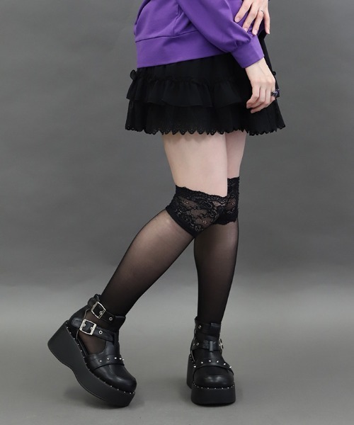 NIBBLE POISON（ニブルポイズン）の「裾レースフリルミニスカート（スカート・レディース・ワイン/ブラック・MEDIUM）」の21枚目の写真