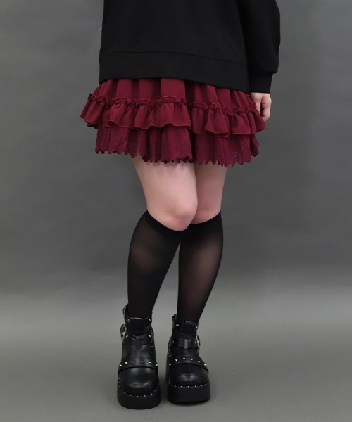 NIBBLE POISON（ニブルポイズン）の「裾レースフリルミニスカート（スカート・レディース・ワイン/ブラック・MEDIUM）」の17枚目の写真