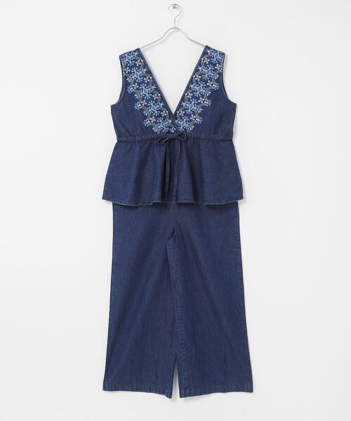 URBAN RESEARCH Sonny Label(アーバンリサーチサニーレーベル)の「クロス刺繍ペプラムサロペット(サロペット/オーバーオール・レディース・インディゴブルー/ライトインディゴブルー・36/38)」の10枚目の写真