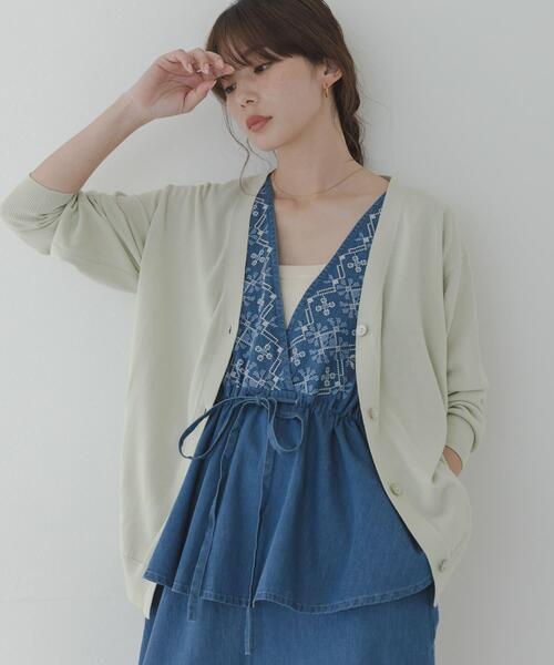 URBAN RESEARCH Sonny Label(アーバンリサーチサニーレーベル)の「クロス刺繍ペプラムサロペット(サロペット/オーバーオール・レディース・インディゴブルー/ライトインディゴブルー・36/38)」の17枚目の写真