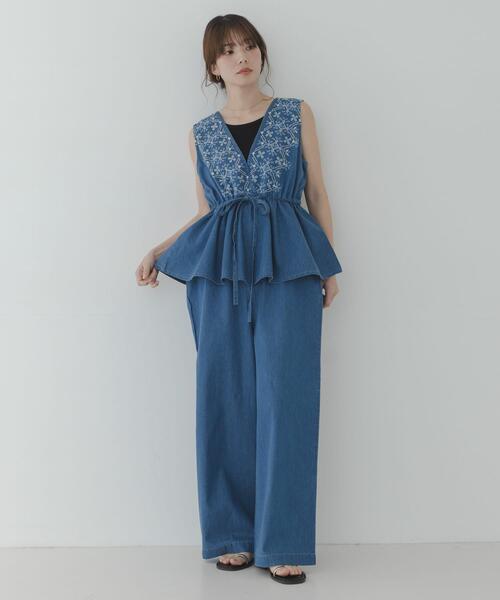 URBAN RESEARCH Sonny Label(アーバンリサーチサニーレーベル)の「クロス刺繍ペプラムサロペット(サロペット/オーバーオール・レディース・インディゴブルー/ライトインディゴブルー・36/38)」の18枚目の写真
