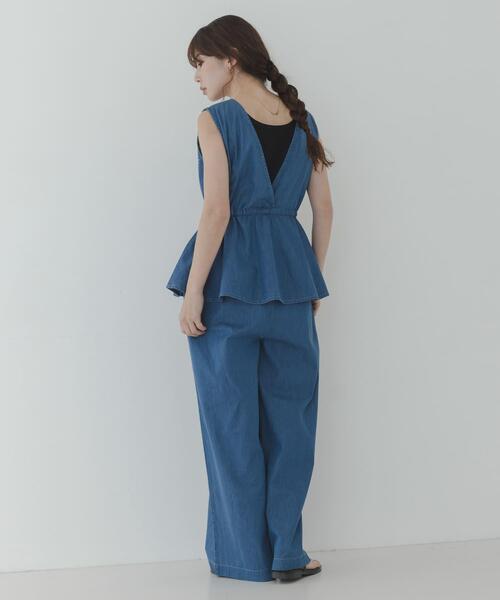 URBAN RESEARCH Sonny Label(アーバンリサーチサニーレーベル)の「クロス刺繍ペプラムサロペット(サロペット/オーバーオール・レディース・インディゴブルー/ライトインディゴブルー・36/38)」の20枚目の写真
