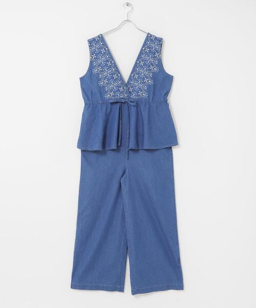 URBAN RESEARCH Sonny Label(アーバンリサーチサニーレーベル)の「クロス刺繍ペプラムサロペット(サロペット/オーバーオール・レディース・インディゴブルー/ライトインディゴブルー・36/38)」の21枚目の写真