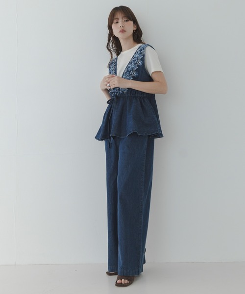 URBAN RESEARCH Sonny Label(アーバンリサーチサニーレーベル)の「クロス刺繍ペプラムサロペット(サロペット/オーバーオール・レディース・インディゴブルー/ライトインディゴブルー・36/38)」の7枚目の写真