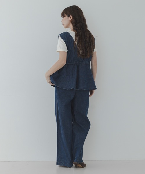 URBAN RESEARCH Sonny Label(アーバンリサーチサニーレーベル)の「クロス刺繍ペプラムサロペット(サロペット/オーバーオール・レディース・インディゴブルー/ライトインディゴブルー・36/38)」の9枚目の写真