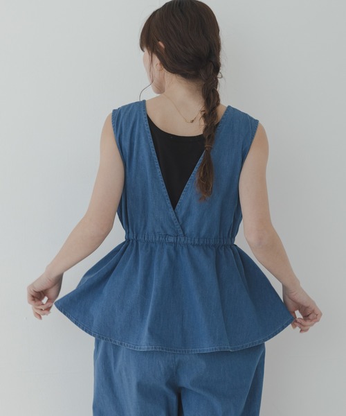 URBAN RESEARCH Sonny Label(アーバンリサーチサニーレーベル)の「クロス刺繍ペプラムサロペット(サロペット/オーバーオール・レディース・インディゴブルー/ライトインディゴブルー・36/38)」の15枚目の写真