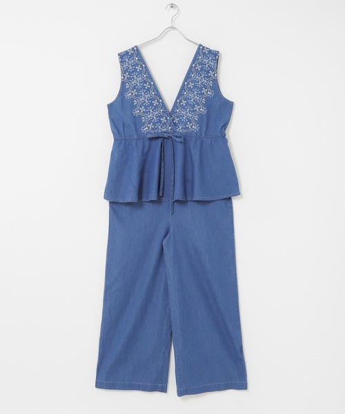 URBAN RESEARCH Sonny Label(アーバンリサーチサニーレーベル)の「クロス刺繍ペプラムサロペット(サロペット/オーバーオール・レディース・インディゴブルー/ライトインディゴブルー・36/38)」の21枚目の写真