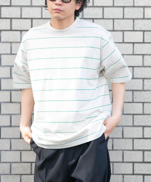 FORK&SPOON（フォークアンドスプーン）の「FORK&SPOON　プレーティングボーダーショートスリーブTシャツ（Tシャツ/カットソー・メンズ・ブラウン系その他/グリーン系その他・4/5）」の2枚目の写真