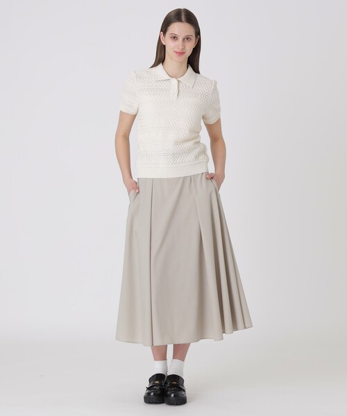 BLUE LABEL CRESTBRIDGE（ブルーレーベルクレストブリッジ）の「コットンレーシージャージーニットトップス（Tシャツ/カットソー・レディース・オフホワイト/ブラック・38）」の3枚目の写真