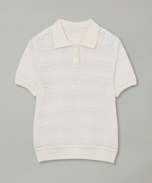 BLUE LABEL CRESTBRIDGE（ブルーレーベルクレストブリッジ）の「コットンレーシージャージーニットトップス（Tシャツ/カットソー・レディース・オフホワイト/ブラック・38）」の7枚目の写真