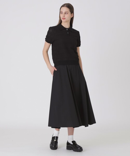 BLUE LABEL CRESTBRIDGE（ブルーレーベルクレストブリッジ）の「コットンレーシージャージーニットトップス（Tシャツ/カットソー・レディース・オフホワイト/ブラック・38）」の8枚目の写真