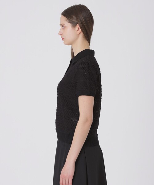 BLUE LABEL CRESTBRIDGE（ブルーレーベルクレストブリッジ）の「コットンレーシージャージーニットトップス（Tシャツ/カットソー・レディース・オフホワイト/ブラック・38）」の10枚目の写真