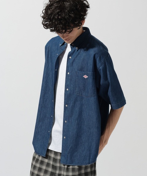 DANTON(ダントン)の「【DANTON(ダントン)】ドットボタン ボタンダウン半袖シャツ(シャツ/ブラウス・メンズ・ブルー・MEDIUM/LARGE)」の4枚目の写真