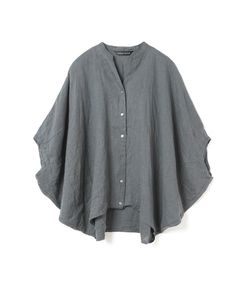 mizuiroind（ミズイロインド）の「mizuiro ind リネンスタンドカラーコクーンシャツ（シャツ/ブラウス・レディース・グレー系その他/ライトブルー/ブラック/オフホワイト/ブラック系その他・FREE）」の4枚目の写真