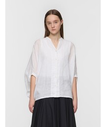 mizuiro ind リネンスタンドカラーコクーンシャツ