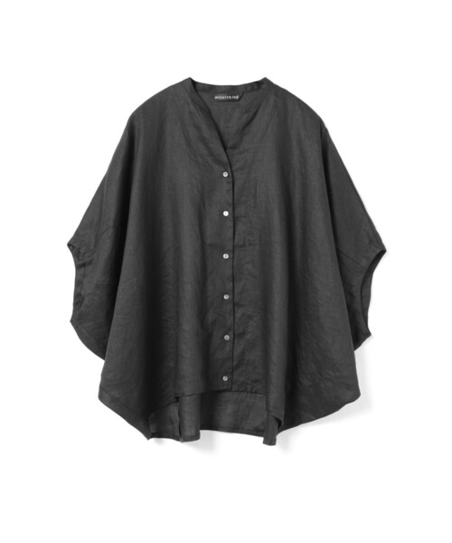 mizuiroind（ミズイロインド）の「mizuiro ind リネンスタンドカラーコクーンシャツ（シャツ/ブラウス・レディース・グレー系その他/ライトブルー/ブラック/オフホワイト/ブラック系その他・FREE）」の2枚目の写真