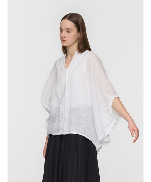 mizuiroind（ミズイロインド）の「mizuiro ind リネンスタンドカラーコクーンシャツ（シャツ/ブラウス・レディース・グレー系その他/ライトブルー/ブラック/オフホワイト/ブラック系その他・FREE）」の13枚目の写真