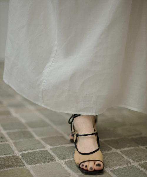 LAULEN(ローレン)の「Drape front cotton blend long dress /コットンブレンドフロントコンシャスロングワンピース(ワンピース・レディース・ホワイト/ブラック・FREE)」の10枚目の写真