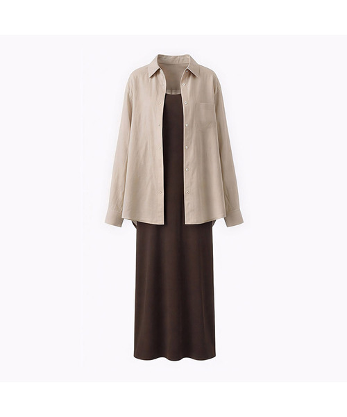 VASCARA（バスカラ）の「[SET] Semi Sheer Shirt + Long Dress Set-up (3colors)（ワンピース・レディース・ベージュ/ホワイト/スカイブルー・FREE）」の2枚目の写真