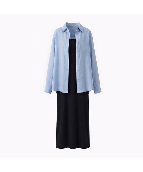 VASCARA（バスカラ）の「[SET] Semi Sheer Shirt + Long Dress Set-up (3colors)（ワンピース・レディース・ベージュ/ホワイト/スカイブルー・FREE）」の3枚目の写真