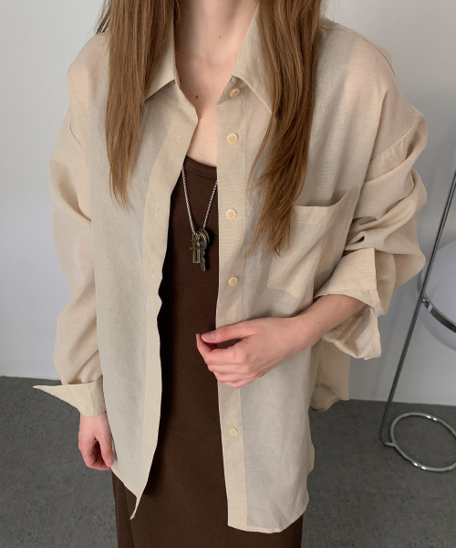 VASCARA（バスカラ）の「[SET] Semi Sheer Shirt + Long Dress Set-up (3colors)（ワンピース・レディース・ベージュ/ホワイト/スカイブルー・FREE）」の4枚目の写真