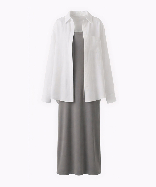VASCARA（バスカラ）の「[SET] Semi Sheer Shirt + Long Dress Set-up (3colors)（ワンピース・レディース・ベージュ/ホワイト/スカイブルー・FREE）」の5枚目の写真