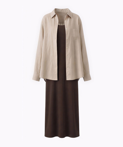 VASCARA（バスカラ）の「[SET] Semi Sheer Shirt + Long Dress Set-up (3colors)（ワンピース・レディース・ベージュ/ホワイト/スカイブルー・FREE）」の6枚目の写真