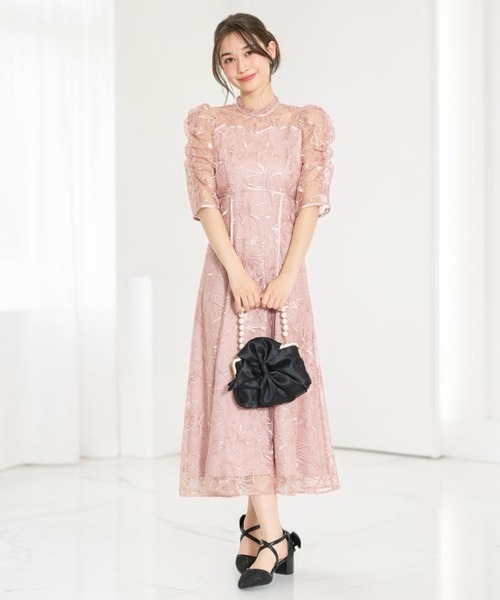 WILLSELECTION（ウィルセレクション）の「パイピングライン刺繍ワンピース（ドレス・レディース・チャコールグレー/ミント/ピンク・FREE）」の3枚目の写真