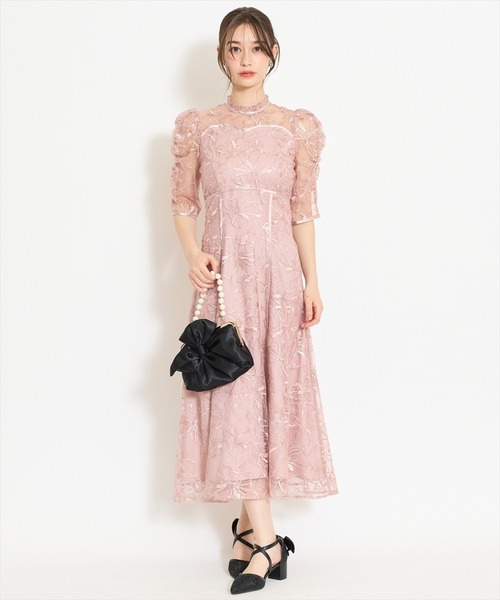 WILLSELECTION（ウィルセレクション）の「パイピングライン刺繍ワンピース（ドレス・レディース・チャコールグレー/ミント/ピンク・FREE）」の4枚目の写真