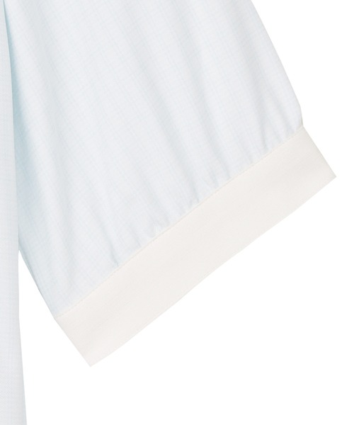 TOKYO SHIRTS(トウキョウシャツ)の「【吸水速乾】【COFREX】配色 ギャザー衿 ブラウス 五分袖 レディースデザインシャツ(シャツ/ブラウス・レディース・サックスブルー・M/L/LL/XL/S)」の4枚目の写真