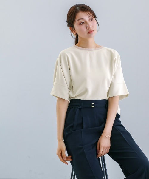 White Collection(ホワイトコレクション)の「【接触冷感・UVカット・速乾】ハイストレッチカルゼワッシャー・センタープレス入りワイドパンツ(その他パンツ・レディース・ネイビー/チャコールグレー/グレイッシュベージュ・M)」の16枚目の写真