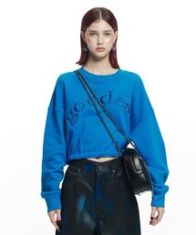 MAISON MINED（メゾンミネド）の「(W) GODDESS LOGO CROP MTM BLUE（スウェット）」