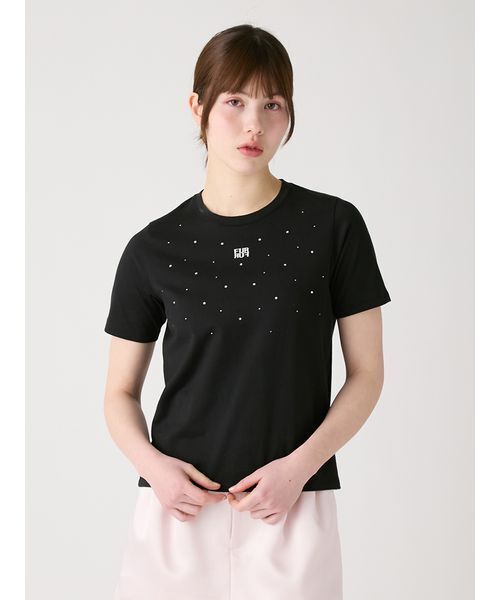 FURFUR(ファーファー)の「ラインストーンロゴ刺繍Tシャツ(Tシャツ/カットソー・レディース・ピンク/ホワイト/イエロー/ブラック・F)」の2枚目の写真