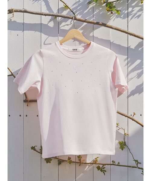 FURFUR(ファーファー)の「ラインストーンロゴ刺繍Tシャツ(Tシャツ/カットソー・レディース・ピンク/ホワイト/イエロー/ブラック・F)」の14枚目の写真