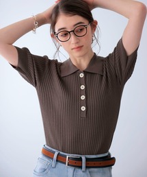 ポロ衿半袖ニット