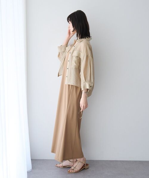 YECCA VECCA(イェッカヴェッカ)の「【2点SET】ミリタリーシアーシャツセットキャミワンピース(ワンピース・レディース・ベージュ/チャコールグレー/ブラック・FREE)」の7枚目の写真