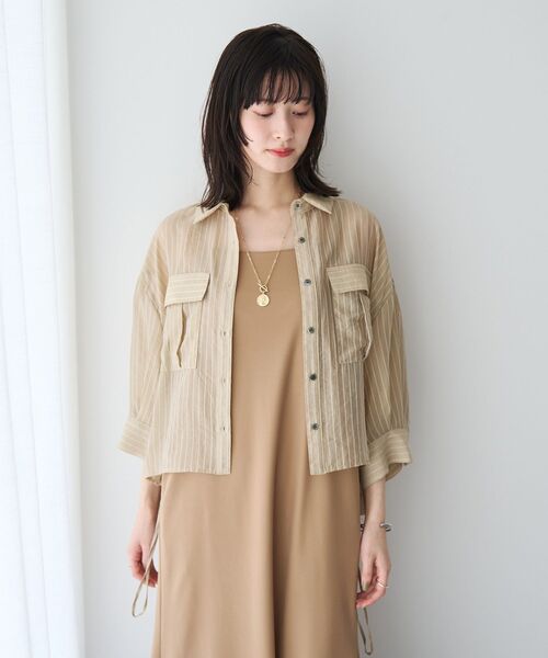 YECCA VECCA(イェッカヴェッカ)の「【2点SET】ミリタリーシアーシャツセットキャミワンピース(ワンピース・レディース・ベージュ/チャコールグレー/ブラック・FREE)」の11枚目の写真