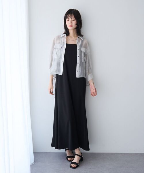 YECCA VECCA(イェッカヴェッカ)の「【2点SET】ミリタリーシアーシャツセットキャミワンピース(ワンピース・レディース・ベージュ/チャコールグレー/ブラック・FREE)」の12枚目の写真