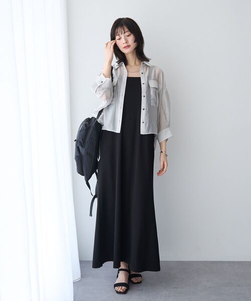 YECCA VECCA(イェッカヴェッカ)の「【2点SET】ミリタリーシアーシャツセットキャミワンピース(ワンピース・レディース・ベージュ/チャコールグレー/ブラック・FREE)」の13枚目の写真